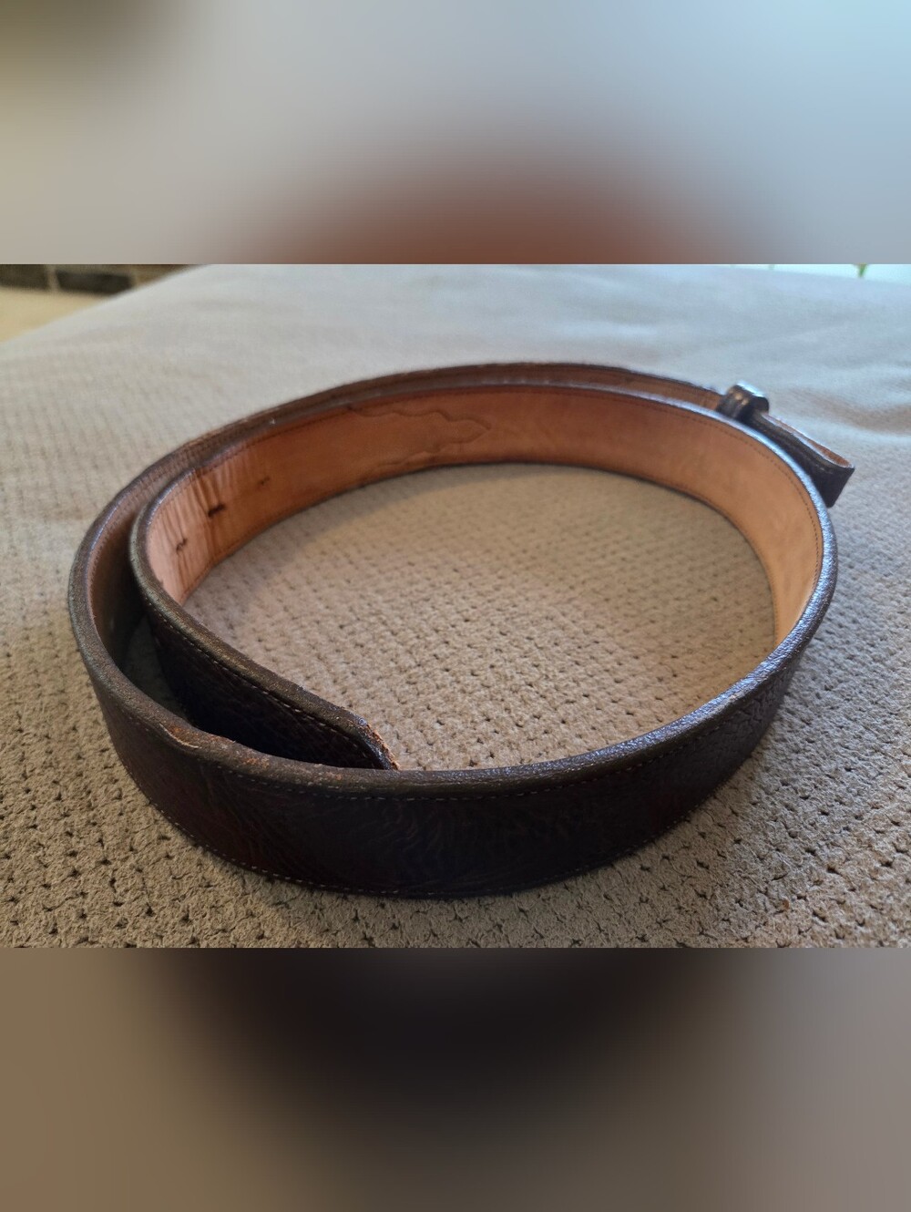 Vintage 3-D Belt Leather Belt Brown Full Grain Cowhide Western Made USA Size 42 - Picture 9 of 16